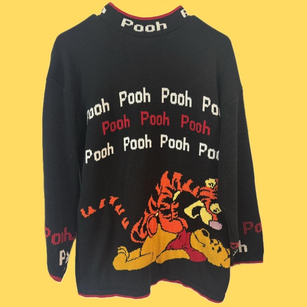Disney Winnie the Pooh Tiger Black knit cozy sweater animals‎ cute cartoon bear